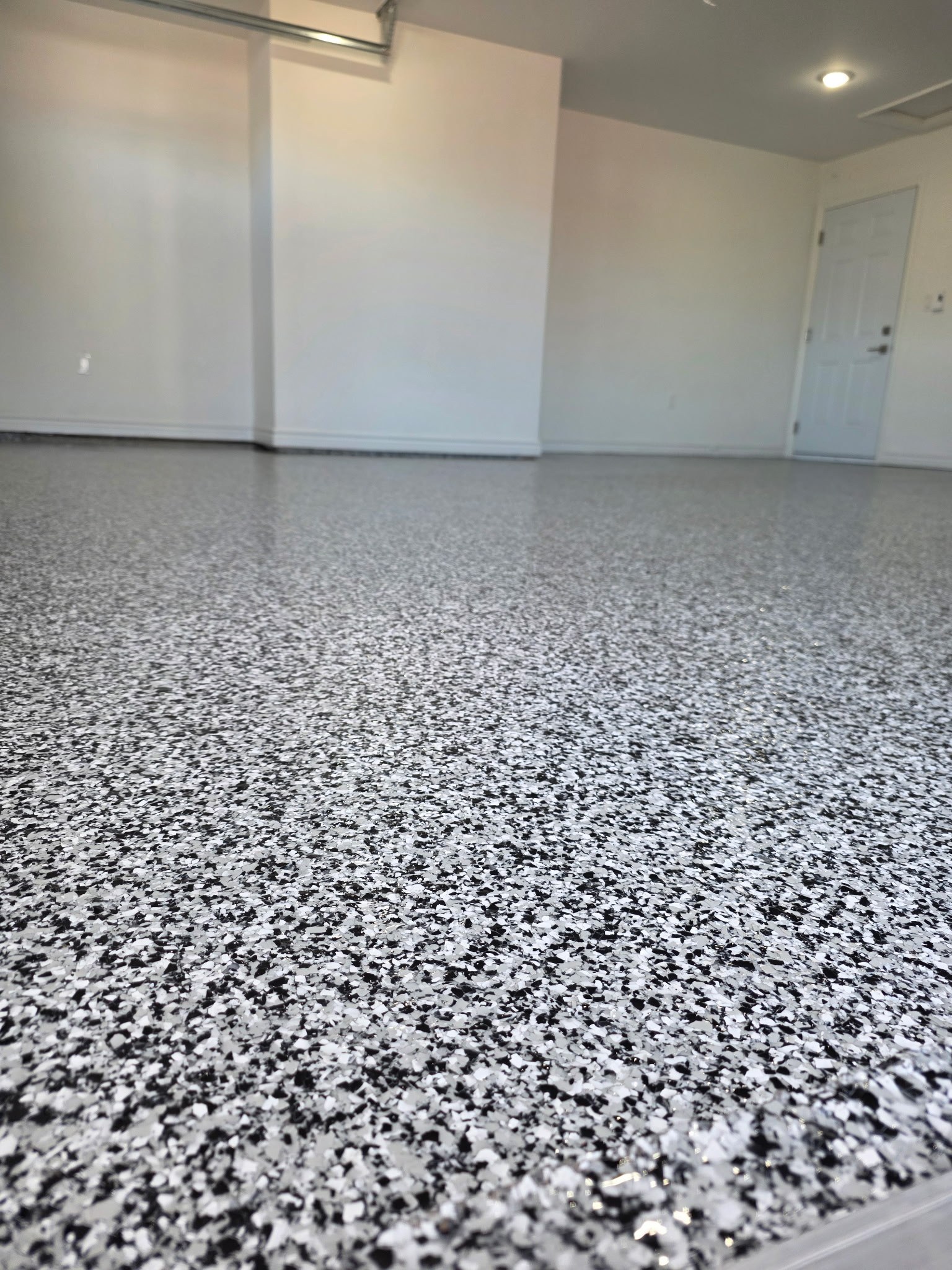 Black and white flake epoxy close-up